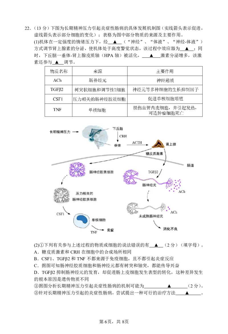 江苏省淮安市十校2024-2025学年高三上学期第一次联考试题生物PDF版含答案（可编辑）_2024-2025高三（6-6月题库）_2024年09月试卷_0927江苏省淮安市十校2024-2025学年高三上学期第一次联考