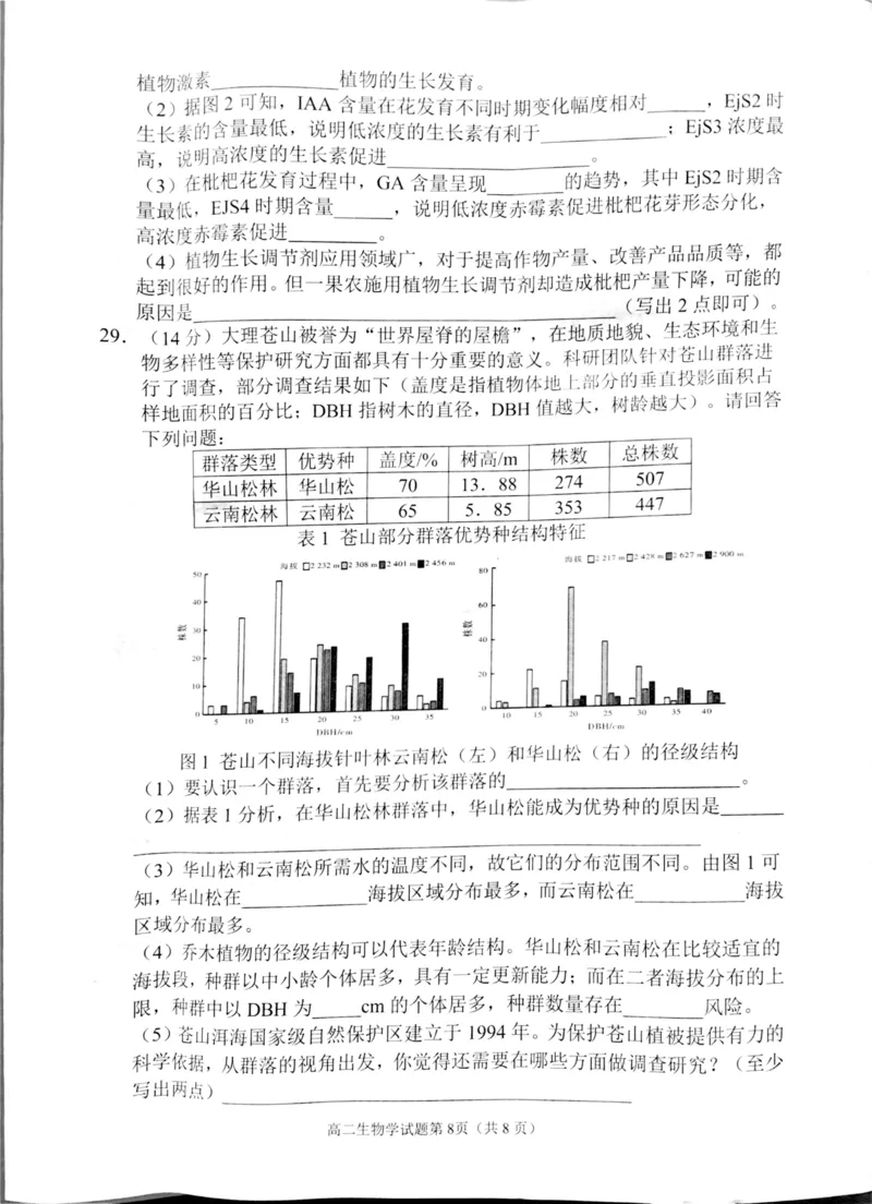四川省南充市2024-2025学年高二上学期1月期末生物试题_2024-2025高二（7-7月题库）_2025年02月试卷_0207四川省南充市2024-2025学年高二上学期期末检测试题