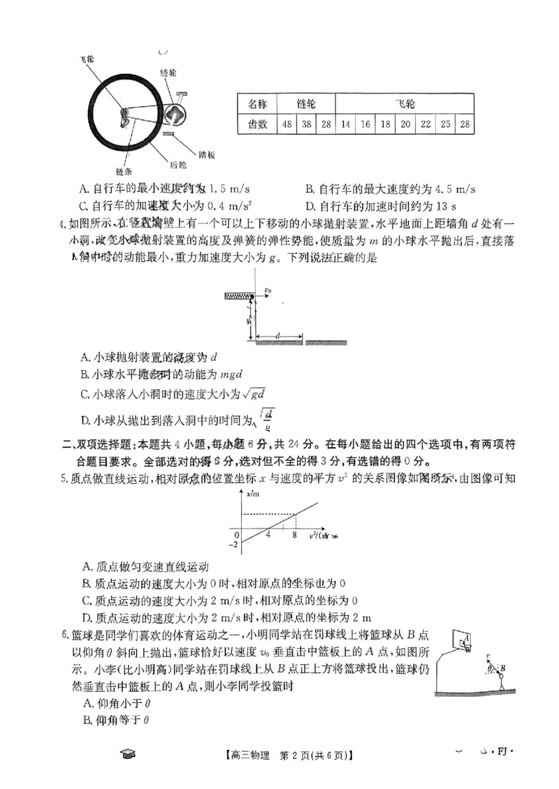 高三物理考试FJ(1)_2023年11月_0211月合集_2024届福建省高三11月金太阳联考(24-120C)_福建省2024届高三11月金太阳联考(24-120C)物理