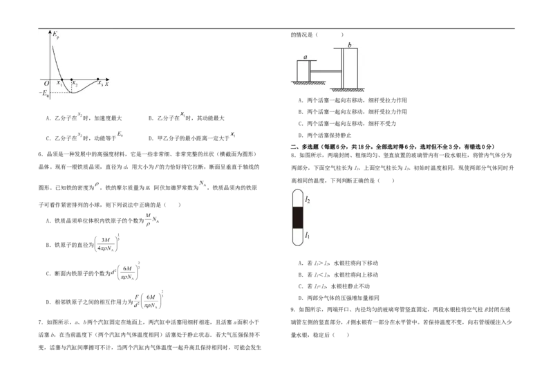 江西省上饶市弋、铅、横联考2024-2025学年高二下学期5月月考物理试卷_2024-2025高二（7-7月题库）_2025年05月试卷_0523江西省上饶市弋、铅、横联考2024-2025学年高二下学期5月月考