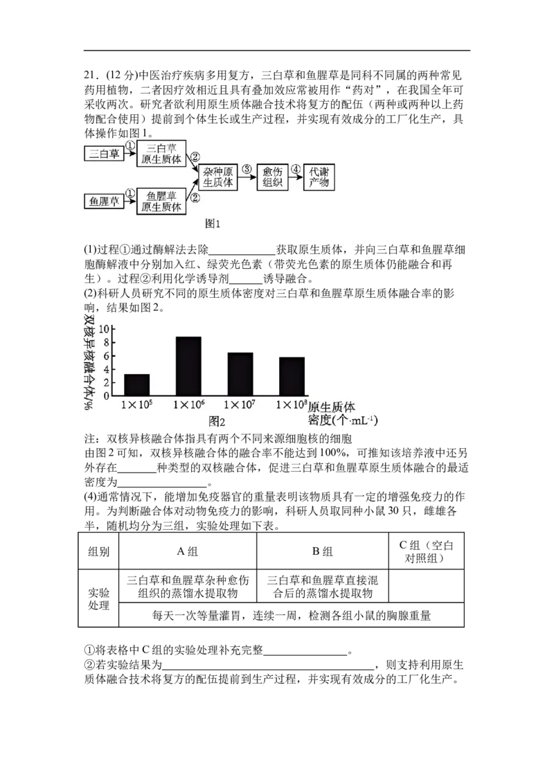 广东省湛江市第二十一中学2024-2025学年高二下学期4月月考生物试题_2024-2025高二（7-7月题库）_2025年04月试卷(1)_0410广东省湛江市第二十一中学2024-2025学年高二下学期4月月考