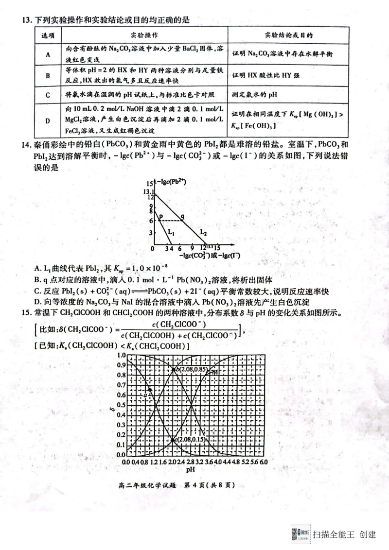 河南省南阳市六校联考2024-2025学年高二上学期12月月考化学试题_2024-2025高二（7-7月题库）_2024年12月试卷_1222河南省南阳市2024年秋期高二年级六校第二次联考