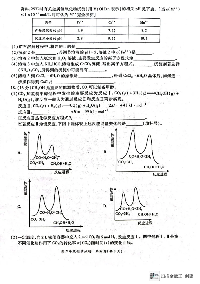 河南省南阳市六校联考2024-2025学年高二上学期12月月考化学试题_2024-2025高二（7-7月题库）_2024年12月试卷_1222河南省南阳市2024年秋期高二年级六校第二次联考