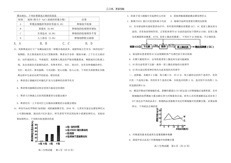山东省泰安市肥城市2024-2025学年高三上学期开学考试生物Word版含答案_2024-2025高三（6-6月题库）_2024年09月试卷_0907山东省泰安市肥城市2024-2025学年高三上学期开学考试