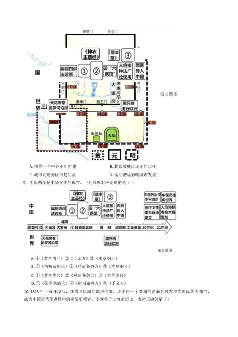 浙江省钱塘联盟2024-2025学年高二下学期期中考试历史试题（含答案）_2024-2025高二（7-7月题库）_2025年05月试卷_0511浙江省钱塘联盟2024-2025学年高二下学期期中联考