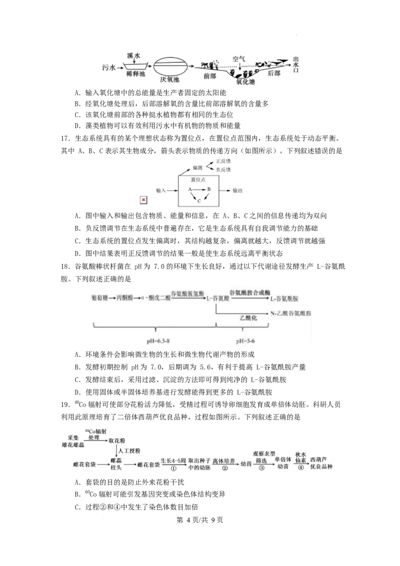 江苏省南京市六校联合体2024-2025学年高二下学期3月调研测试生物Word版含答案_2024-2025高二（7-7月题库）_2025年04月试卷(1)_0405江苏省南京市六校联合体2024-2025学年高二下学期3月调研测试