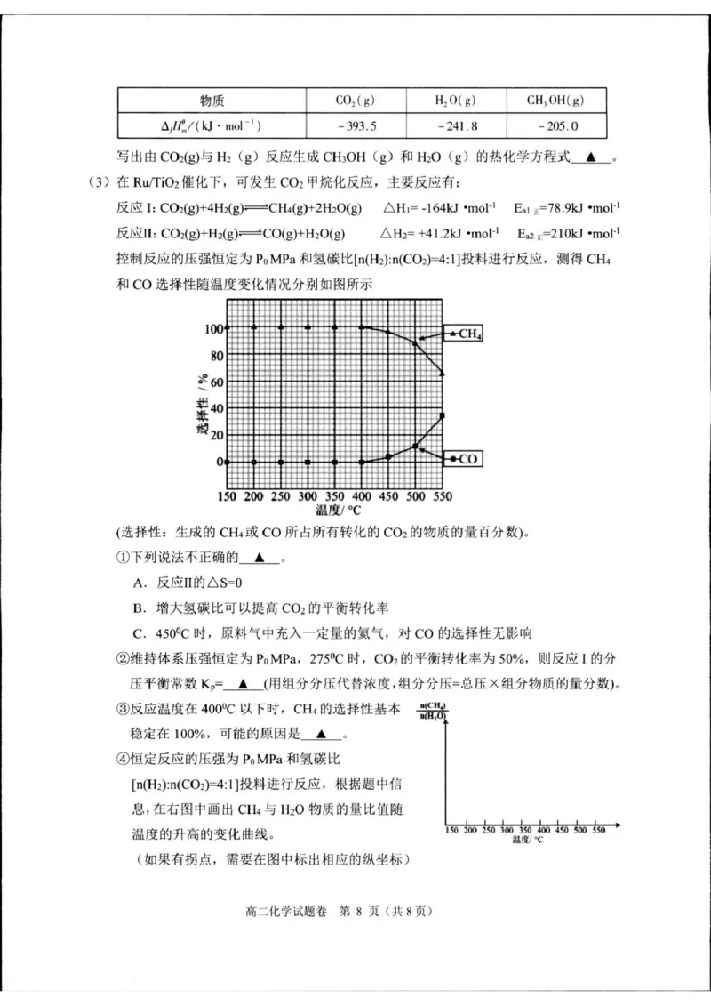 浙江省杭州市2024-2025学年高二上学期1月期末考试化学PDF版无答案_2024-2025高二（7-7月题库）_2025年02月试卷_0226浙江省杭州市2024-2025学年高二上学期1月期末考试