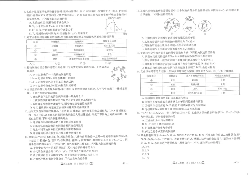 高三联考生物(1)_2023年11月_0211月合集_2024届陕西省商洛市高三上学期11月金太阳期中考试_陕西省商洛市2024届高三上学期11月金太阳期中考试生物