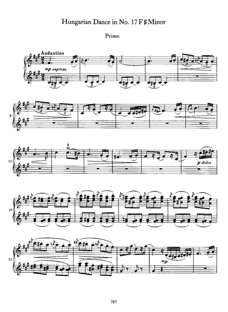 HungarianDanceNo17inf#_一万首著名钢琴曲谱哈农贝多芬合集视频教学电子版高清无水印可打印_1古典钢琴知名音乐家谱_勃拉姆斯钢琴谱全集_匈牙利舞曲四手联弹版