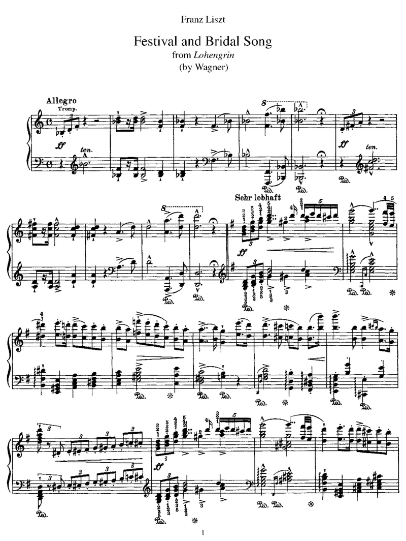 FestivalandBridalSong(Wagner)_一万首著名钢琴曲谱哈农贝多芬合集视频教学电子版高清无水印可打印_1古典钢琴知名音乐家谱_李斯特钢琴谱全集_改编瓦格纳