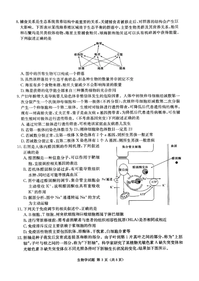 生物试题_2024年5月_01按日期_23号_2024届湖南省炎德英才高三5月考前仿真联考二_湖南省炎德2024届高三下学期5月高考考前仿真联考二生物