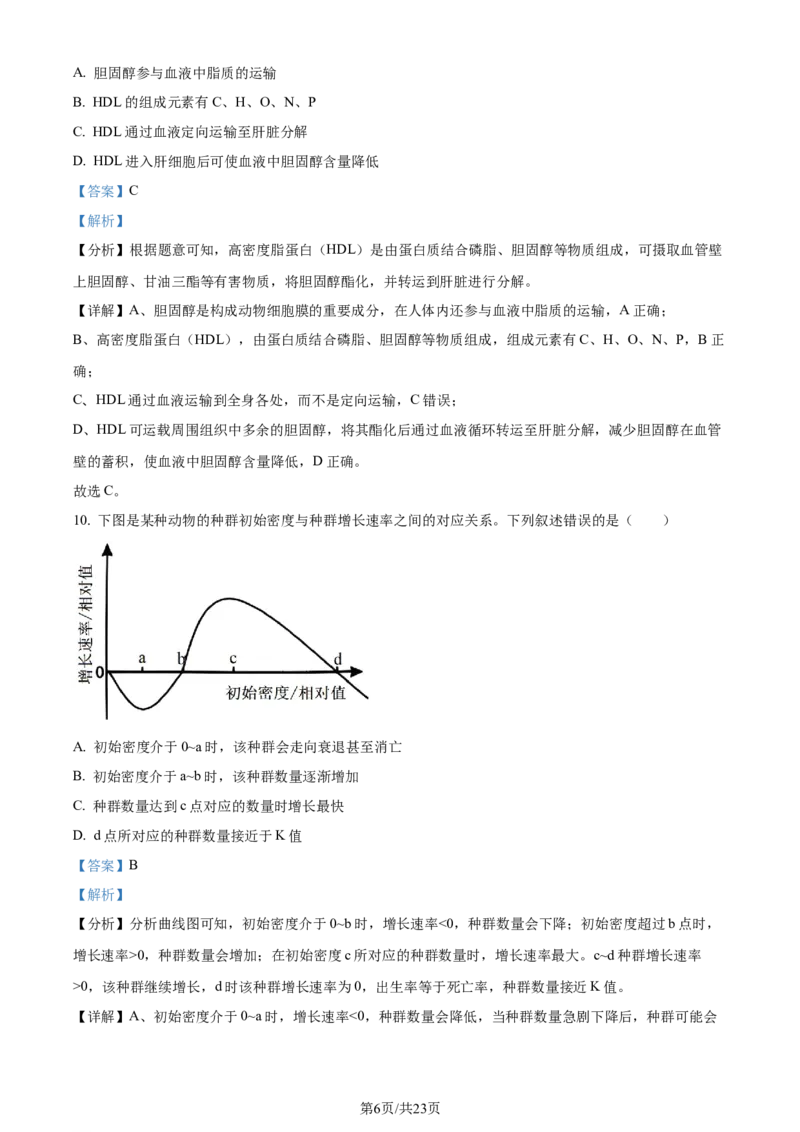 精品解析：2024届浙江省金华市二模生物试题（解析版）_2024年4月_01按日期_16号_2024届浙江省金华十校高三下学期4月模拟考试