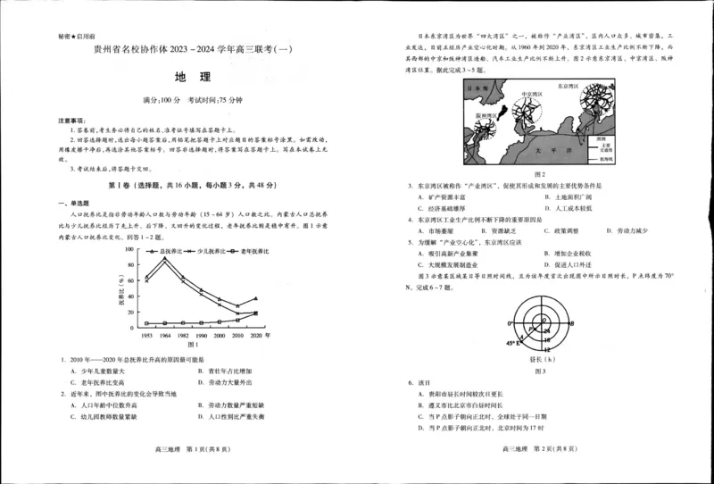 贵州省名校协作体2023-2024学年高三上学期联考（一）地理(1)_2023年11月_01每日更新_22号_2024届贵州省名校协作体高三上学期联考（一）