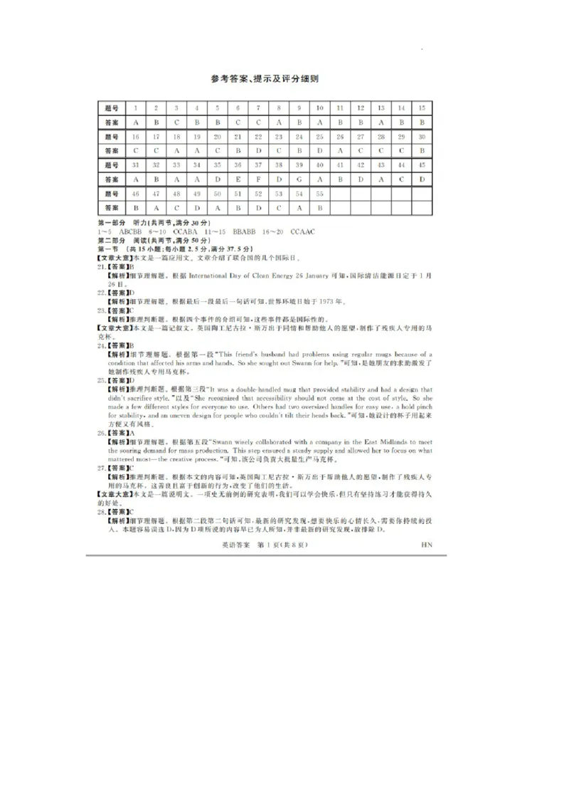 英语答案_2024年5月_01按日期_28号_2024届河南省新未来高三年级5月联考_河南省2024年普通金科新未来2024届高三年级5月联考英语