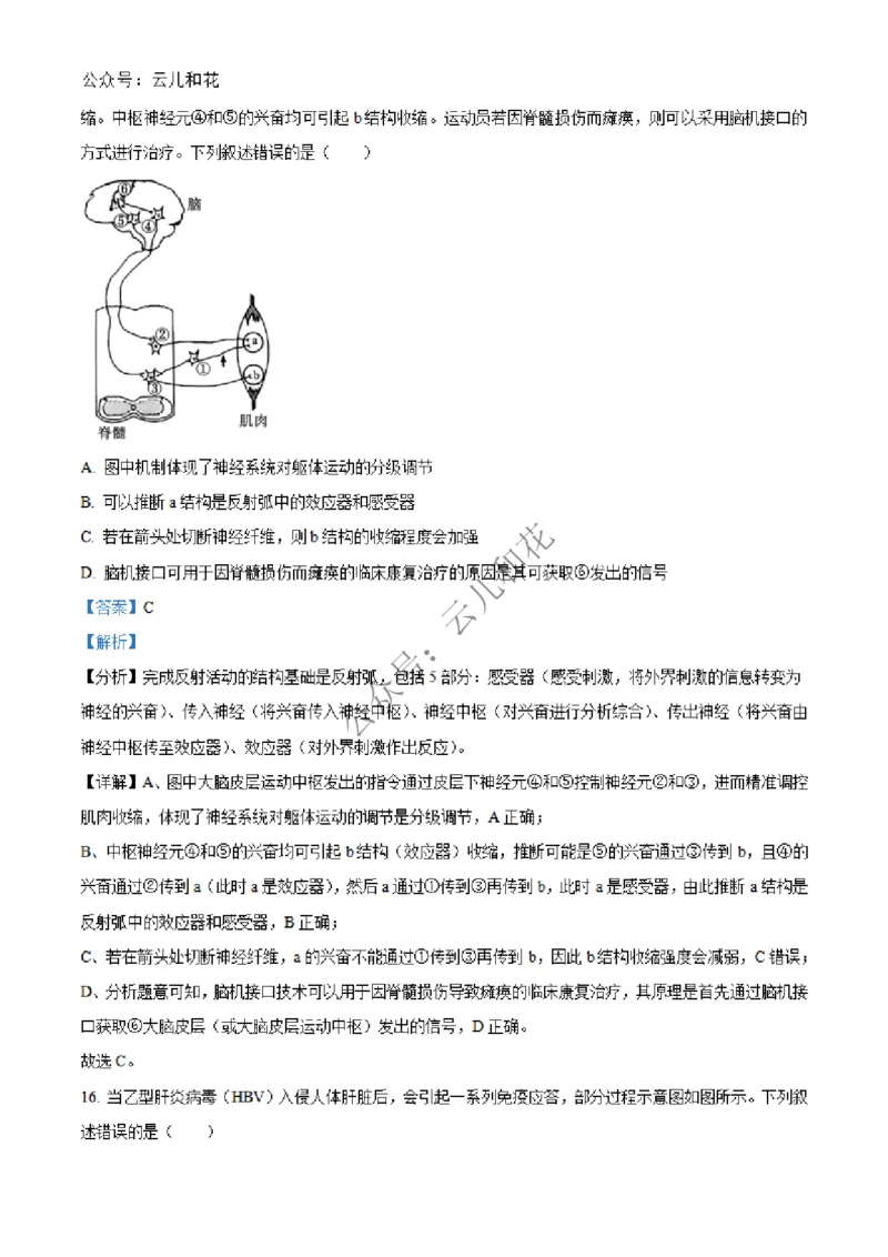 广西合浦县2024-2025学年高二上学期期中检测生物试题Word版含解析_2024-2025高二（7-7月题库）_2024年12月试卷_1227广西北海市合浦县2024-2025学年高二上学期期中检测