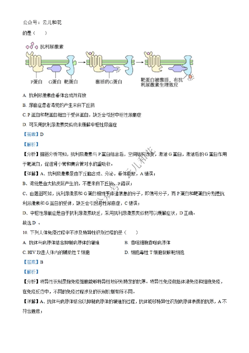 广西合浦县2024-2025学年高二上学期期中检测生物试题Word版含解析_2024-2025高二（7-7月题库）_2024年12月试卷_1227广西北海市合浦县2024-2025学年高二上学期期中检测