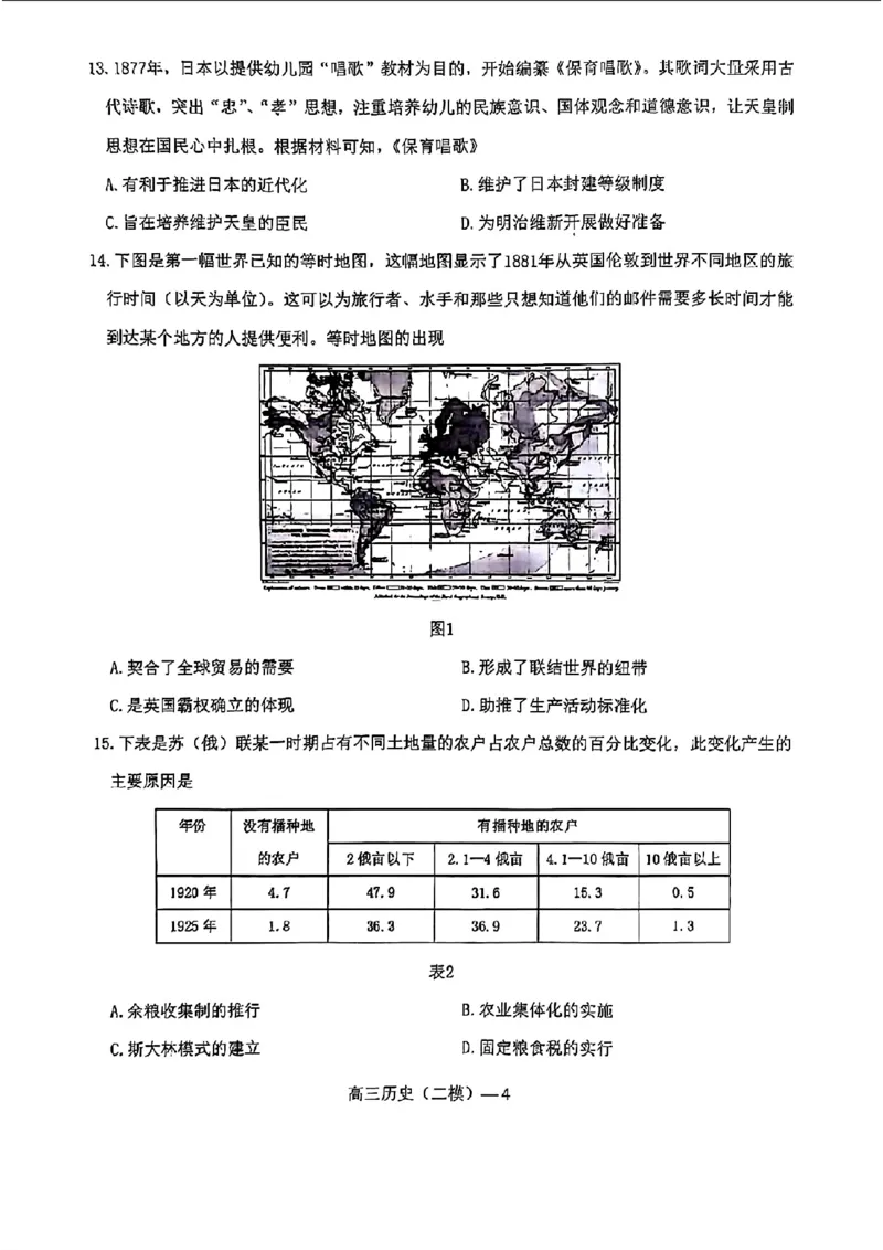 辽宁省重点高中协作校2023-2024学年度下学期高三第二次模拟考试历史(1)_2024年4月_024月合集_2024届辽宁省重点高中协作校下学期高三第二次模拟考试