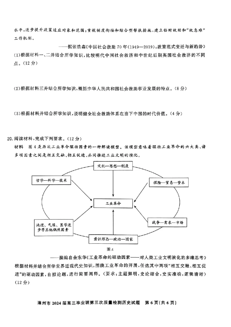 福建省漳州市2024届高三毕业班第三次质量检测历史(1)_2024年3月_013月合集_2024届福建省漳州市高三毕业班第三次质量检测