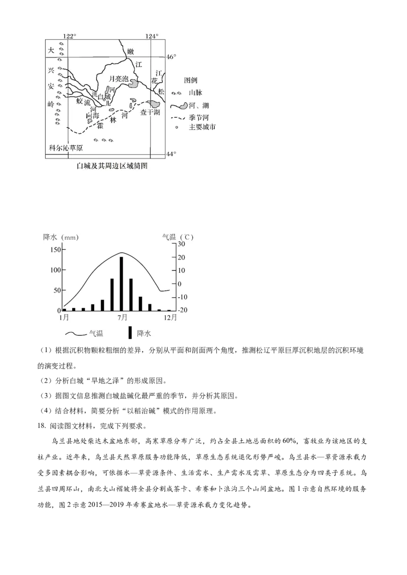 重庆市乌江新高考协作体2024届高三下学期高考模拟监测（二）(乌江二模)地理试卷（原卷版）_2024年5月_01按日期_30号_2024届重庆乌江新高考协作体高三高考模拟监测（二）