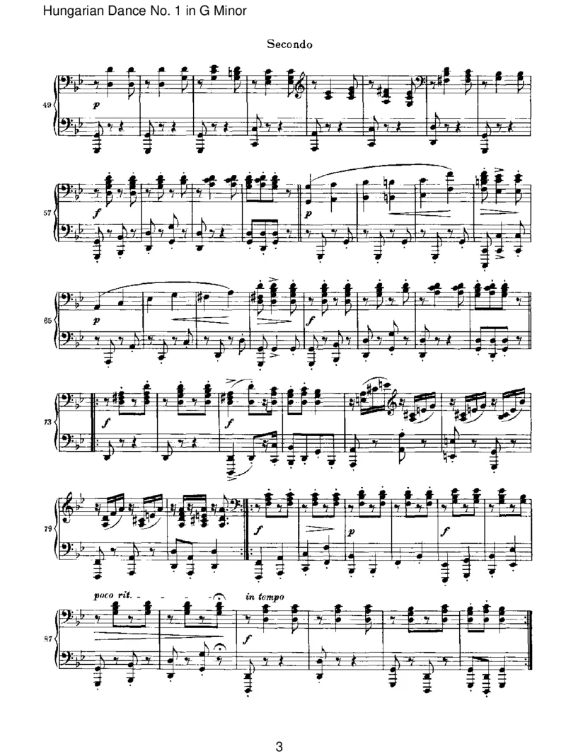 HungarianDanceNo.1inGMinor_一万首著名钢琴曲谱哈农贝多芬合集视频教学电子版高清无水印可打印_1古典钢琴知名音乐家谱_勃拉姆斯钢琴谱全集_VI.PianoWorksforFourHands