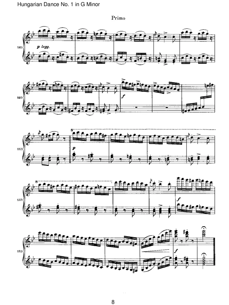 HungarianDanceNo.1inGMinor_一万首著名钢琴曲谱哈农贝多芬合集视频教学电子版高清无水印可打印_1古典钢琴知名音乐家谱_勃拉姆斯钢琴谱全集_VI.PianoWorksforFourHands