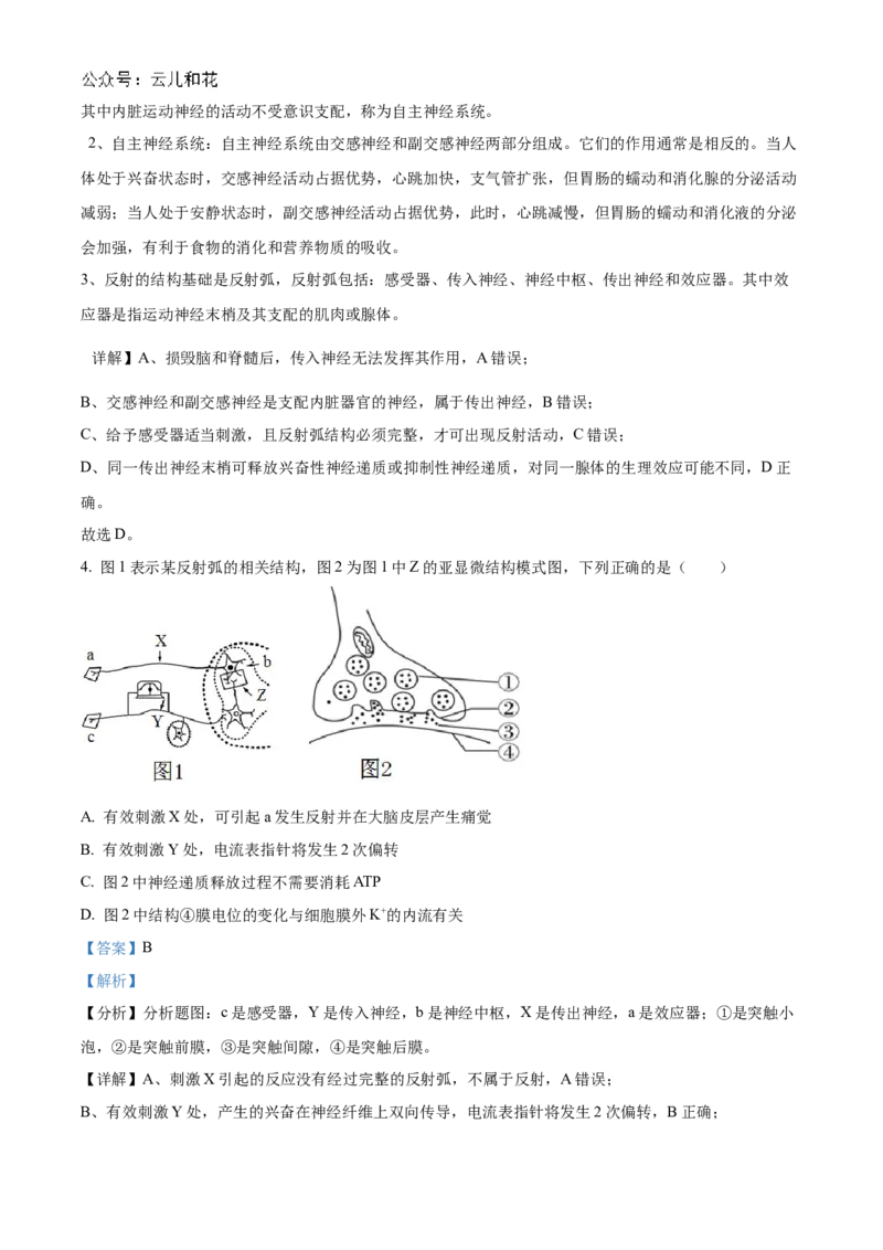 江苏省扬州市高邮市2024-2025学年高二上学期11月期中生物试题Word版含解析_2024-2025高二（7-7月题库）_2024年12月试卷_1226江苏省扬州市高邮市2024-2025学年高二上学期11月期中考试