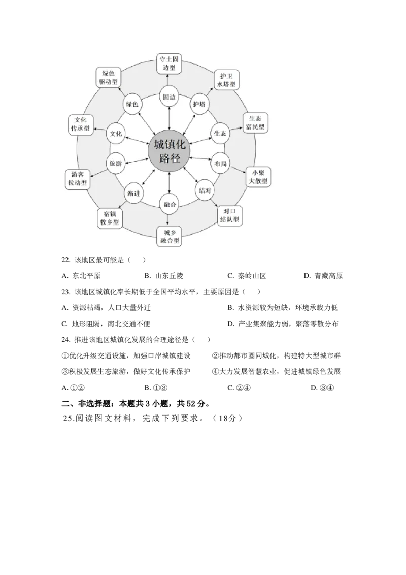 四川省成都市树德中学2024-2025学年高三上学期开学考试地理试题PDF版含解析_2024-2025高三（6-6月题库）_2024年09月试卷_0912四川省成都市树德中学2024-2025学年高三上学期开学考试