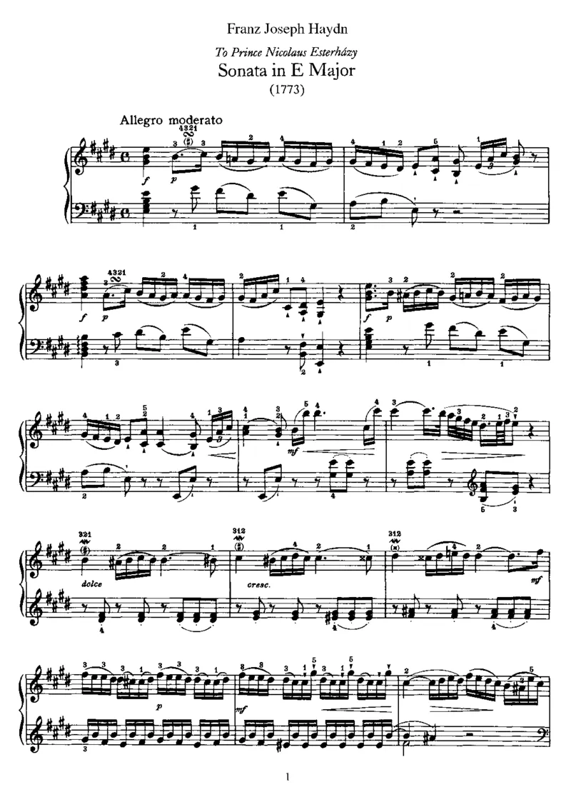 PianoSonataNo22inE_NoRestriction_一万首著名钢琴曲谱哈农贝多芬合集视频教学电子版高清无水印可打印_1古典钢琴知名音乐家谱_海顿钢琴谱全集_奏鸣曲