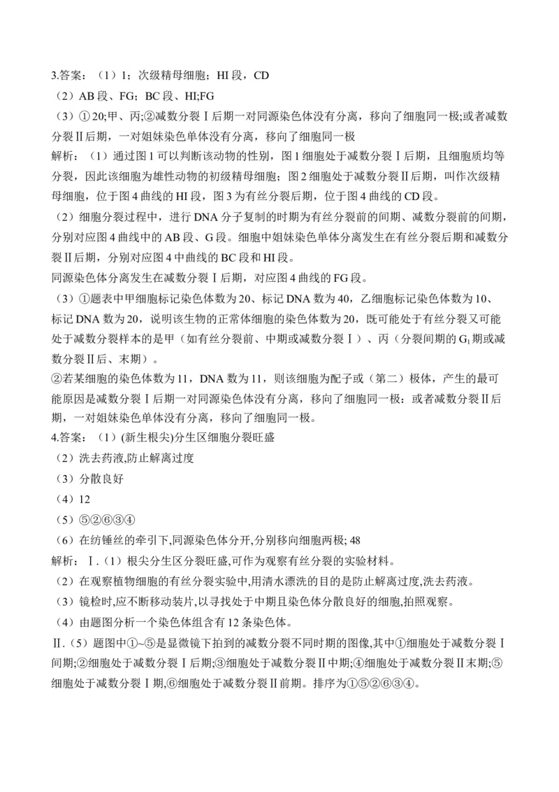 专题5遗传的细胞学基础（非选择题）&mdash;&mdash;高考生物学模块分练新高考版（含解析）_2024-2025高三（6-6月题库）_2026年1月高三