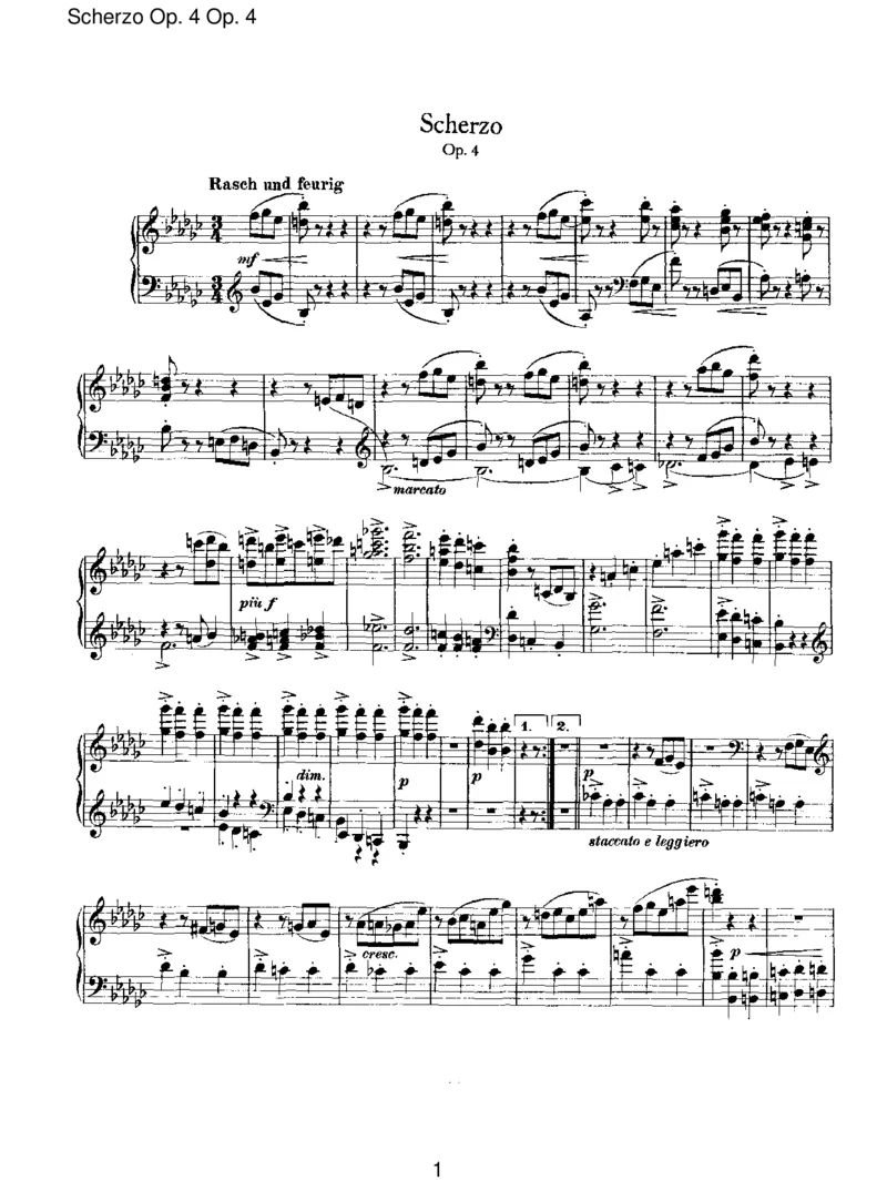 ScherzoOp.4_一万首著名钢琴曲谱哈农贝多芬合集视频教学电子版高清无水印可打印_1古典钢琴知名音乐家谱_勃拉姆斯钢琴谱全集_III.ShorterWorks