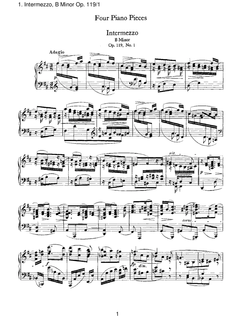Intermezzo,BMinorOp.119_1_一万首著名钢琴曲谱哈农贝多芬合集视频教学电子版高清无水印可打印_1古典钢琴知名音乐家谱_勃拉姆斯钢琴谱全集_III.ShorterWorks_FourPianoPiecesOp.119