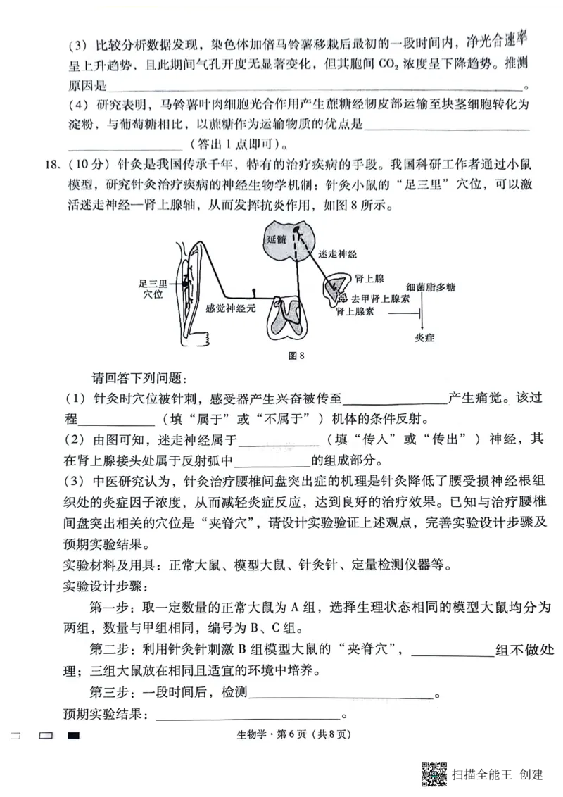 贵阳第一中学2024届高考适应性月考（八）生物学_2024年5月_01按日期_28号_2024届贵州省贵阳一中高三下学期高考适应性月考卷（八）