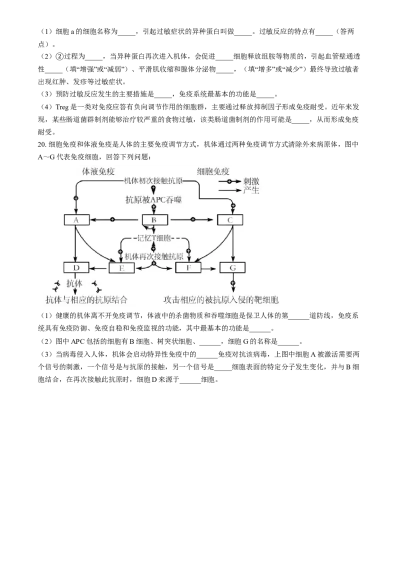 湖南省岳阳市岳阳县第一中学2024-2025学年高二上学期12月月考生物试题（原卷版）_2024-2025高二（7-7月题库）_2025年01月试卷