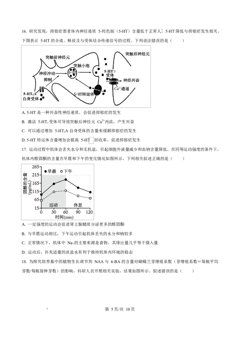 江苏省盐城市五校联考2024-2025学年高二上学期1月期末生物试题Word版无答案_2024-2025高二（7-7月题库）_2025年02月试卷_0213江苏省盐城市五校联考2024-2025学年高二上学期1月期末考试