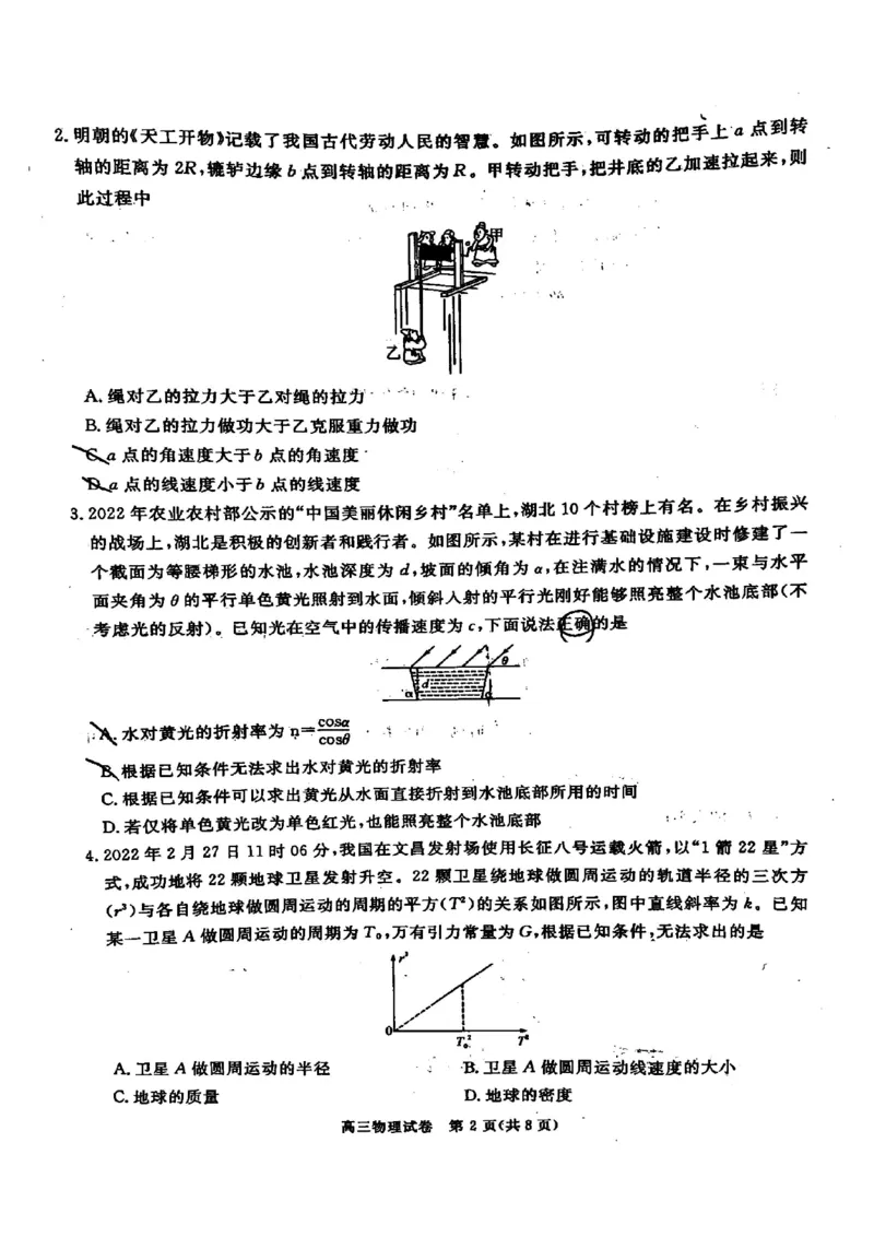 物理试卷_2024年2月_01每日更新_12号_2023届湖北省七市（州）高三下学期3月联合统一调研测试_湖北省七市（州）2023届高三下学期3月联合统一调研测试物理PDF版含答案