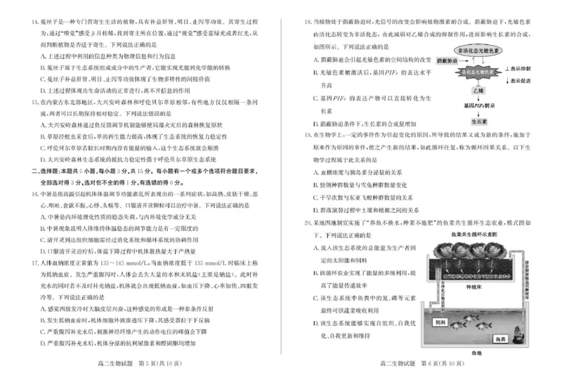 山东省滨州市2024-2025学年高二上学期期末考试生物PDF版含答案_2024-2025高二（7-7月题库）_2025年01月试卷_0126山东省滨州市2024-2025学年高二上学期期末考试