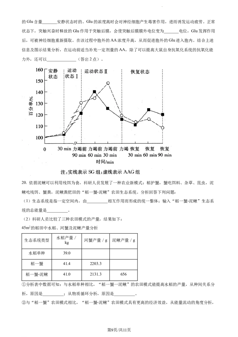 精品解析：湖南省邵阳市武冈市2023-2024学年高三上学期期中生物试题（原卷版）(1)_2023年11月_0211月合集_2024届湖南省邵阳市武冈市高三上学期期中考试