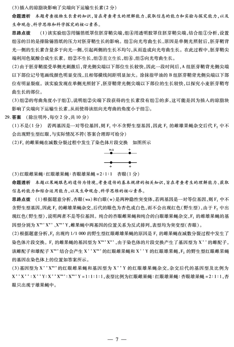 生物高三三联详细答案_2023年11月_01每日更新_15号_2024届河南省天一大联考高三上学期阶段性测试（三）（11月）_河南省天一大联考2024届高三上学期阶段性测试（三）（11月）生物