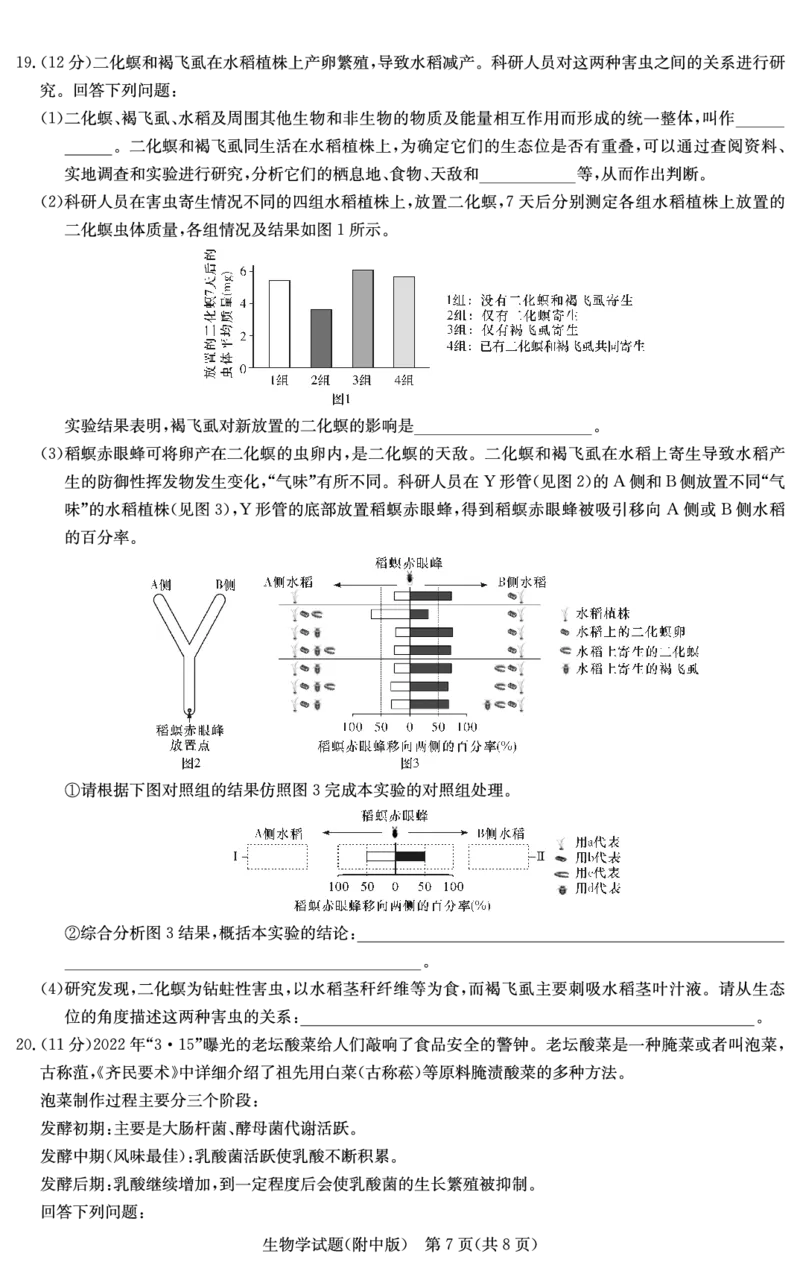 生物演练（附中6次）_2024年3月_013月合集_2024届湖南省师范大学附属中学高三月考(六)_湖南师范大学附属中学2023-2024学年高三下学期第六次月考生物试题