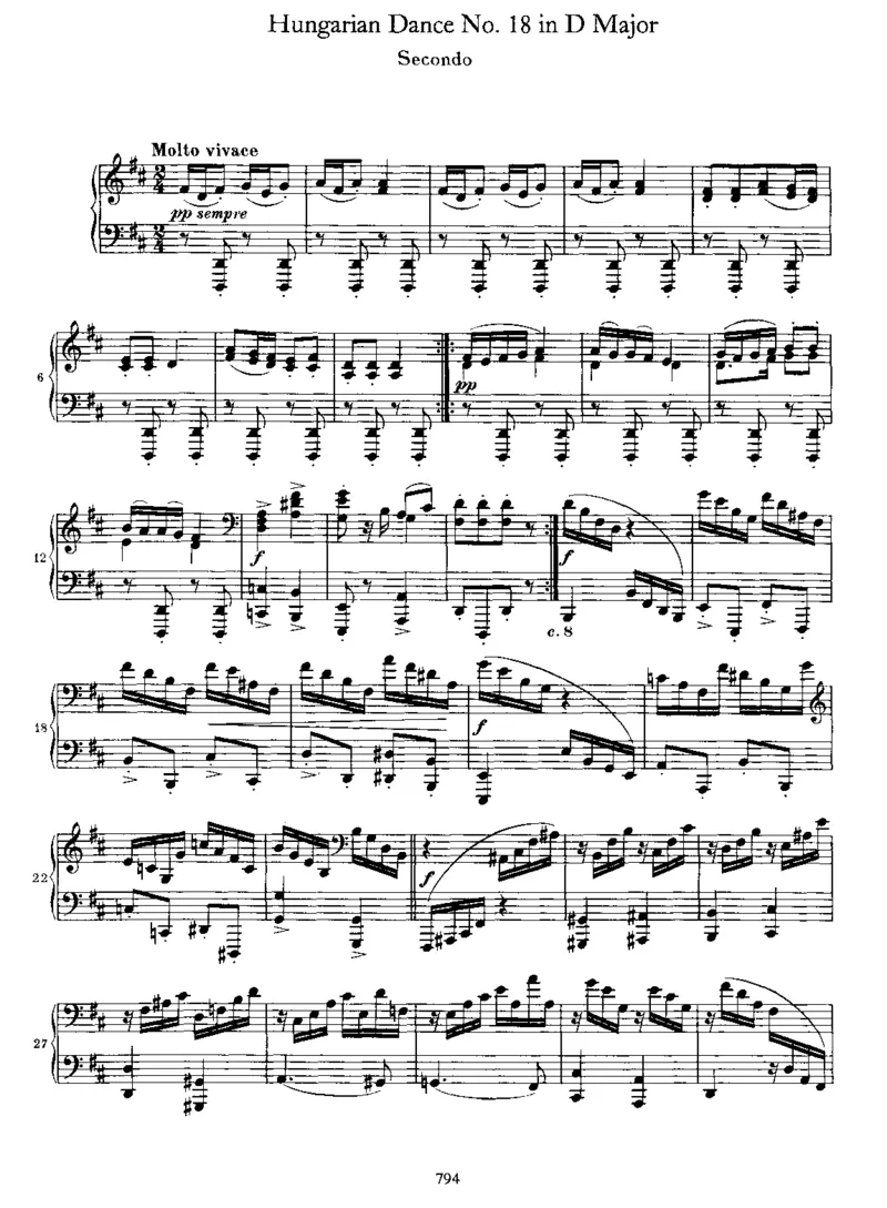 HungarianDanceNo18inD_一万首著名钢琴曲谱哈农贝多芬合集视频教学电子版高清无水印可打印_1古典钢琴知名音乐家谱_勃拉姆斯钢琴谱全集_匈牙利舞曲四手联弹版