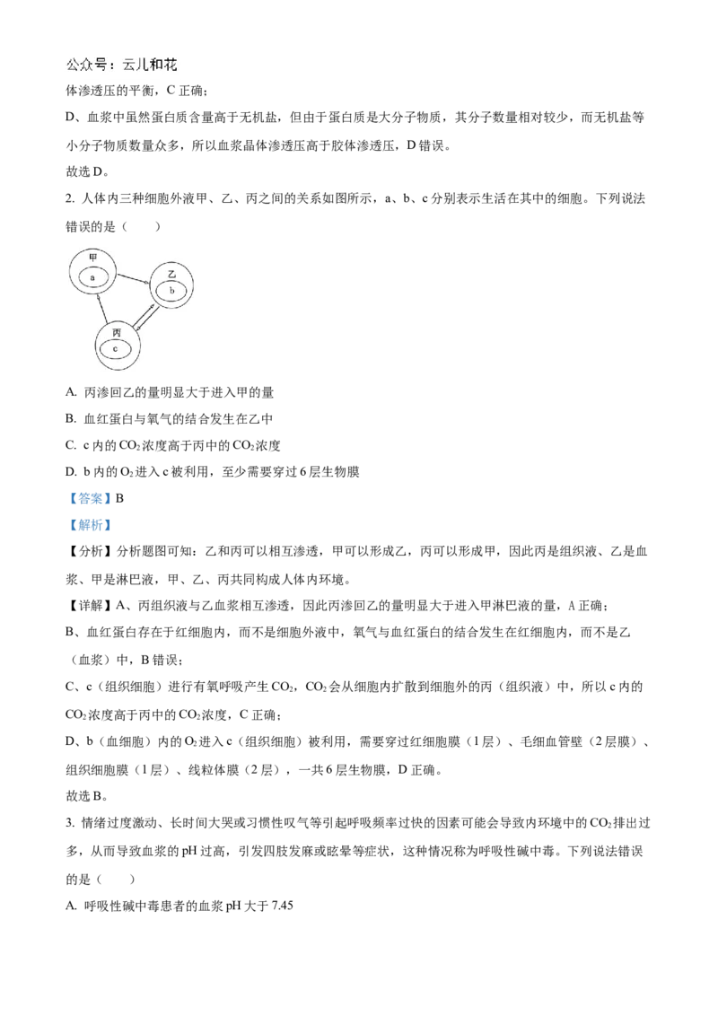 山东省德州市2024-2025学年高二上学期11月期中生物试题Word版含解析_2024-2025高二（7-7月题库）_2024年12月试卷_1201山东省德州市2024-2025学年高二上学期11月期中考试