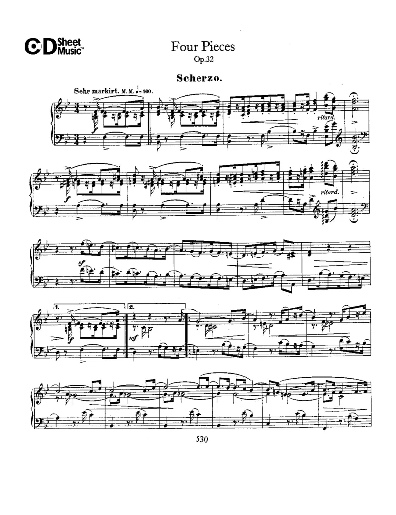 Schumann-FourPieces(VierStucke),Op.32_一万首著名钢琴曲谱哈农贝多芬合集视频教学电子版高清无水印可打印_1古典钢琴知名音乐家谱_舒曼钢琴谱全集_WORKS