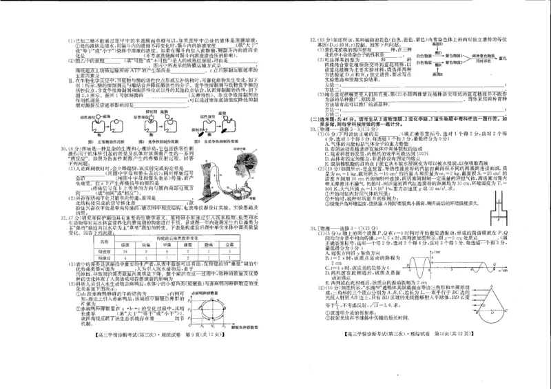 理综_2024年4月_01按日期_15号_2024届陕西商洛高三下学期尖子生学情诊断考试（第三次）_2024届陕西省商洛市高三下学期第三次尖子生学情诊断考试理综试题