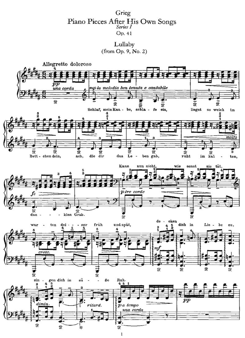 PianoPieces,Op41_一万首著名钢琴曲谱哈农贝多芬合集视频教学电子版高清无水印可打印_1古典钢琴知名音乐家谱_格里格钢琴谱全集_其他