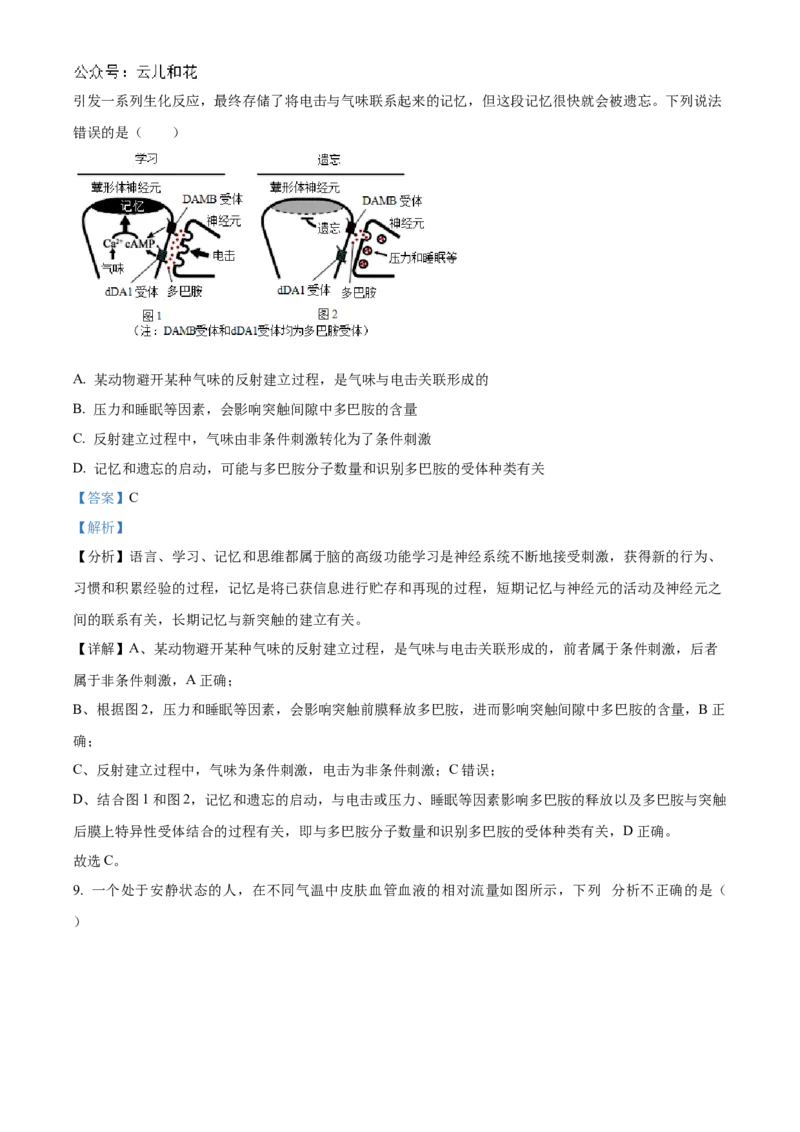 河南省郑州市十校联考2024-2025学年高二上学期11月期中生物试题Word版含解析_2024-2025高二（7-7月题库）_2024年12月试卷_1205河南省郑州市十校联考2024-2025学年高二上学期11月期中考试