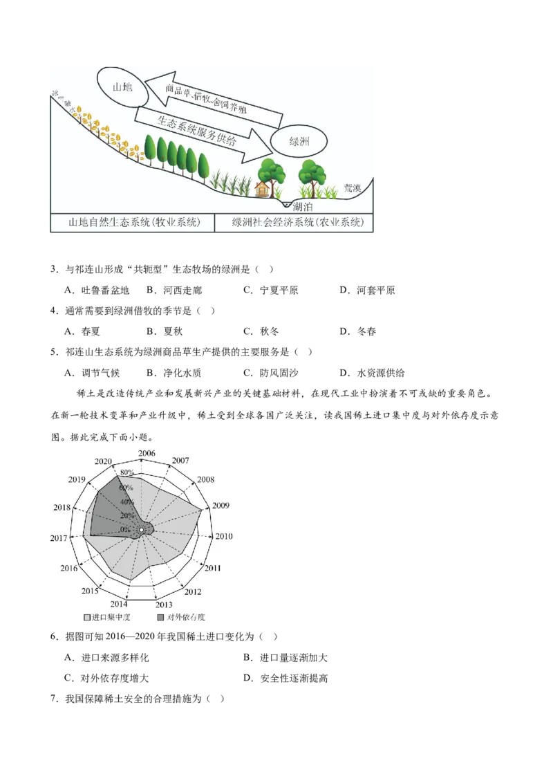 山东省滕州市第一中学2024-2025学年高二下学期3月单元过关考试地理Word版含答案_2024-2025高二（7-7月题库）_2025年04月试卷(1)