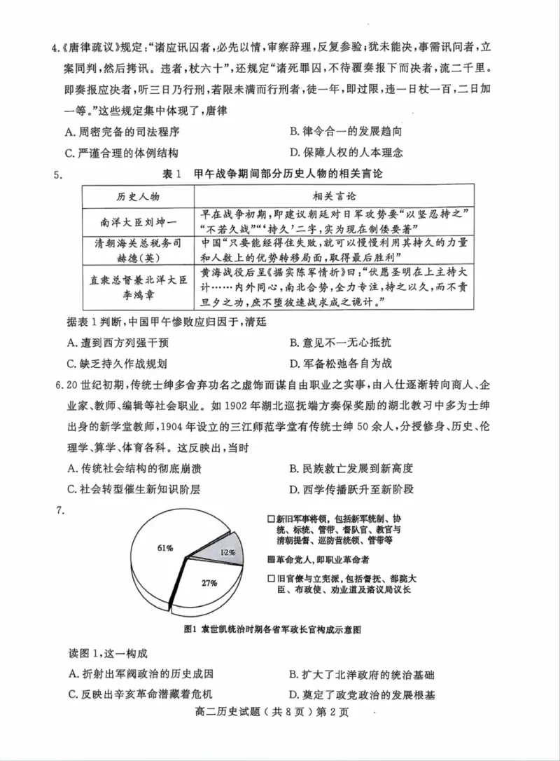 山东省聊城市2023-2024学年高二下学期期末教学质量抽测考试+历史_2024-2025高二（7-7月题库）_2024年07月试卷_0722山东省聊城市2023-2024学年高二下学期期末教学质量抽测考试