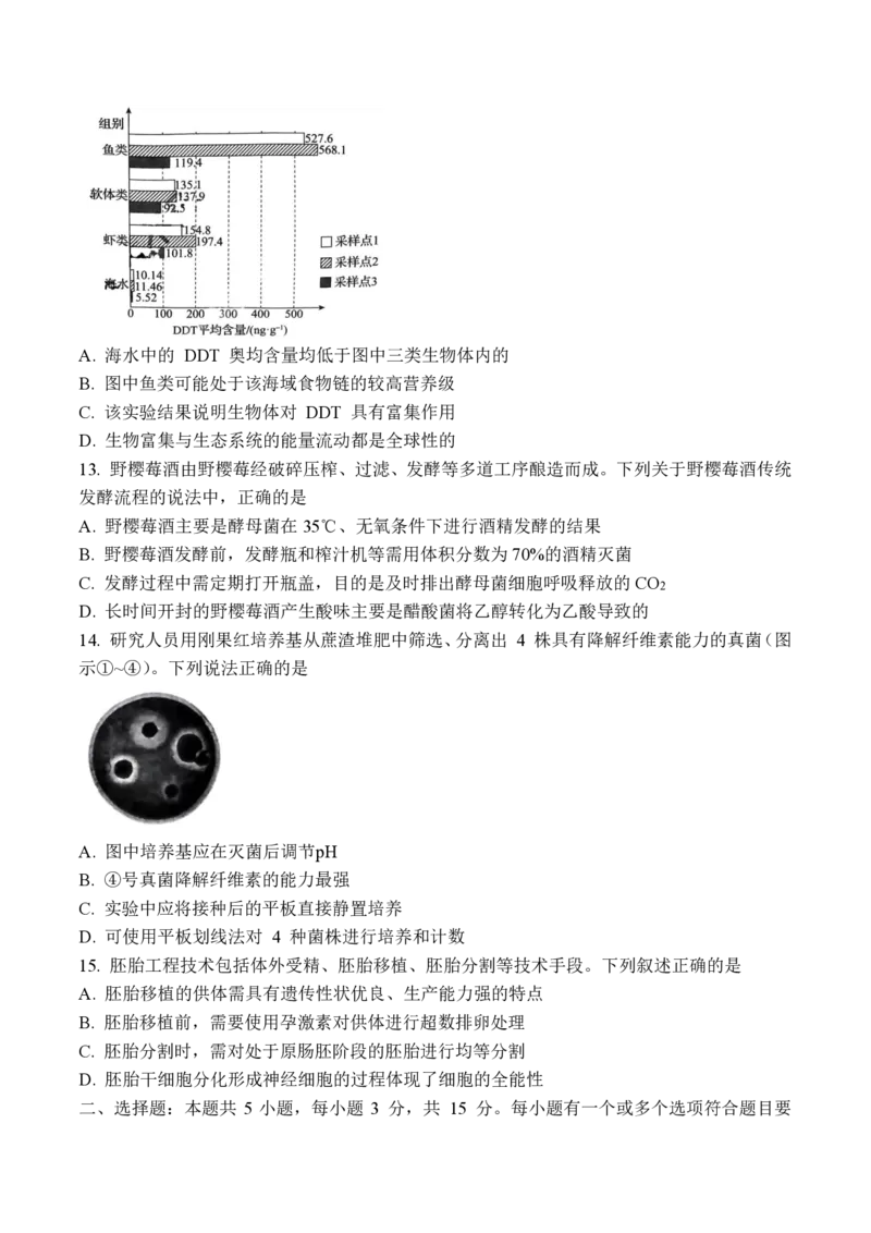 生物试卷_2024年4月_01按日期_8号_2024届齐鲁名校大联考山东省高三第三次学业质量联合检测_齐鲁名校大联考2024届山东省高三第三次学业质量联合检测生物
