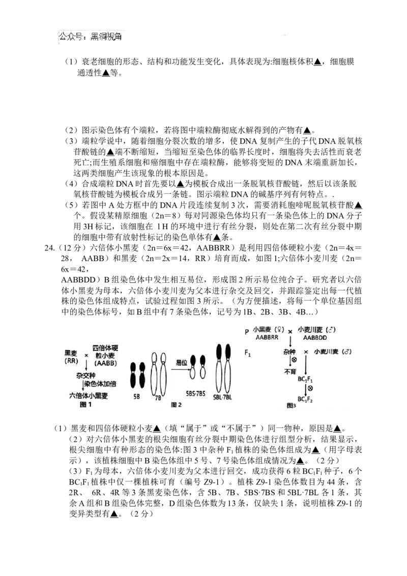 江苏省盐城市2024-2025学年高三上学期11月期中考试生物Word版无答案_2024-2025高三（6-6月题库）_2024年11月试卷_1115江苏省盐城市2024-2025学年高三上学期11月期中考试（全科）