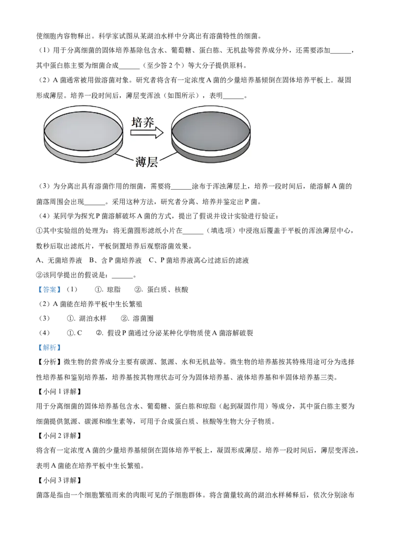湖北省武汉市重点中学5G联合体2023-2024学年高二下学期期末联考生物试卷Word版含解析_2024-2025高二（7-7月题库）_2024年07月试卷